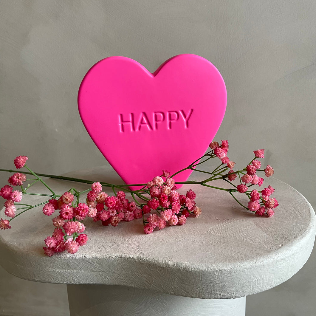 HV ornament heart HAPPY fuchsia L